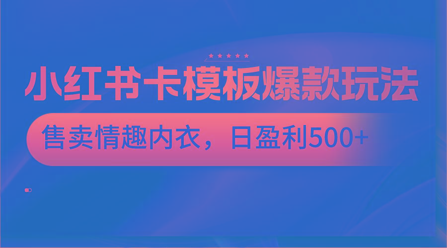 小红书卡模板爆款玩法，售卖情趣内衣，日盈利500+-鼎誉项目网