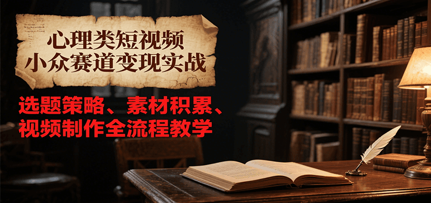 心理类短视频小众赛道变现实战,选题策略、素材积累、视频制作全流程教学-鼎誉项目网