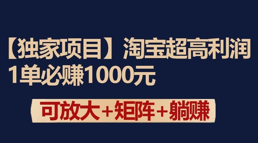 独家淘宝超高利润项目：1单必赚1000元，可放大可矩阵操作-鼎誉项目网