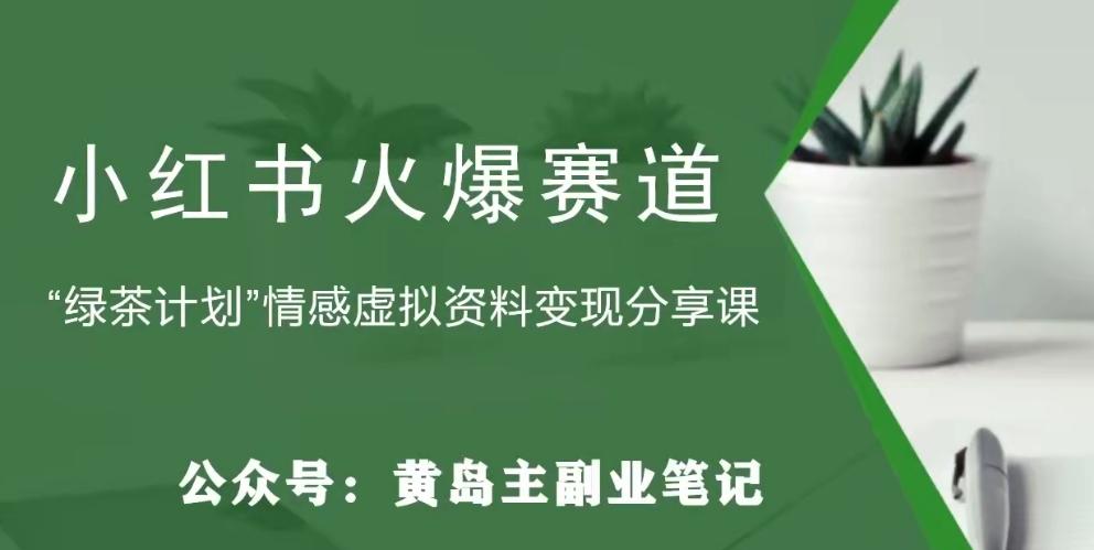 黄岛主·小红书绿茶计划情感虚拟资料变现项目，花我598买来拆解出来给你-鼎誉项目网