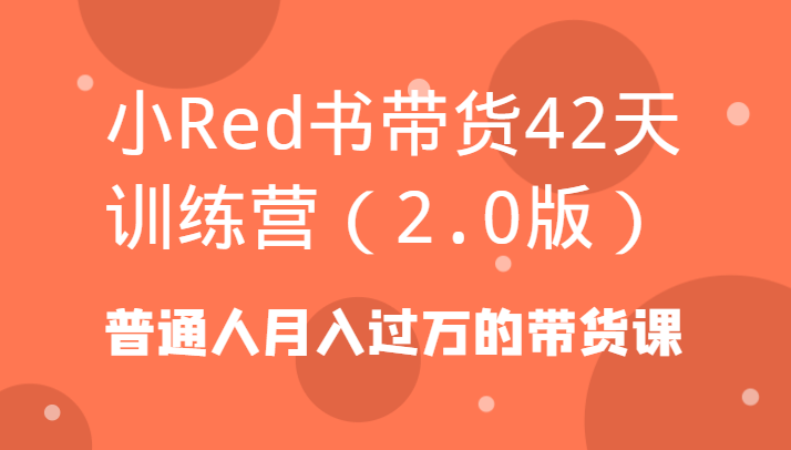 小Red书带货42天训练营(2.0版)普通人月入过万的带货课-鼎誉项目网