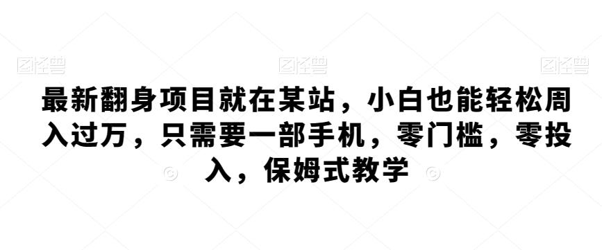 最新翻身项目就在某站，小白也能轻松周入过万，只需要一部手机，零门槛，零投入，保姆式教学-鼎誉项目网
