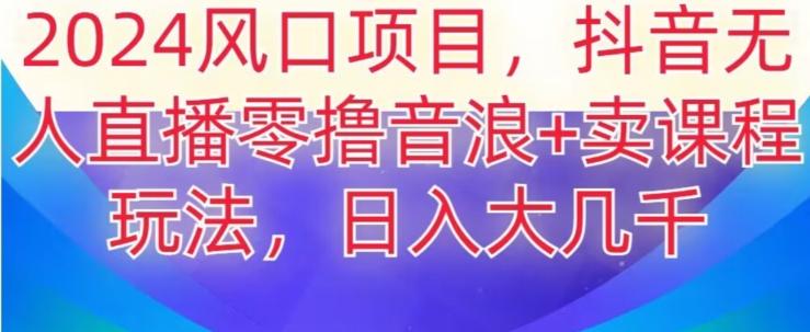 2024风口项目，抖音无人主播撸音浪+卖课程玩法，日入大几千【揭秘】-鼎誉项目网