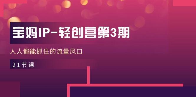 宝妈IP-轻创营第3期，人人都能抓住的流量风口(21节课-鼎誉项目网