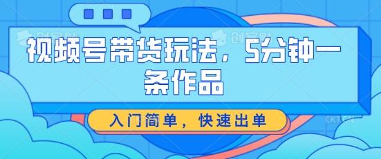 视频号带货玩法，5分钟一条作品，入门简单，快速出单【揭秘】-鼎誉项目网