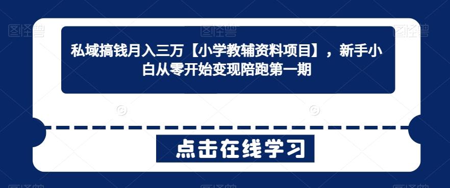 私域搞钱月入三万【小学教辅资料项目】，新手小白从零开始变现陪跑第一期-鼎誉项目网