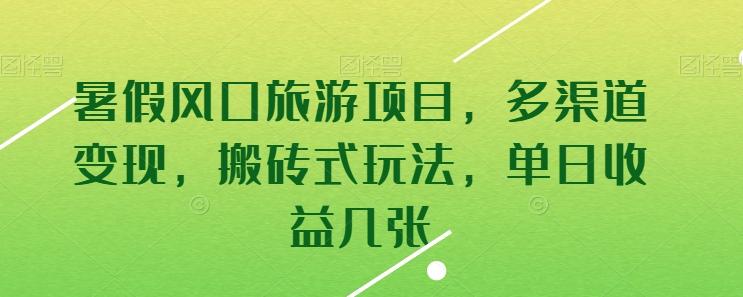 暑假风口旅游项目，多渠道变现，搬砖式玩法，单日收益几张【揭秘】-鼎誉项目网