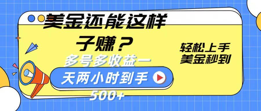 美金还能这样子赚？轻松上手，美金秒到账 多号多收益，一天 两小时，到手500+-鼎誉项目网
