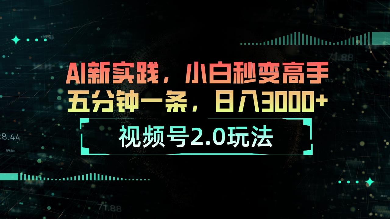 视频号2.0玩法 AI新实践，小白秒变高手五分钟一条，日入3000+-鼎誉项目网