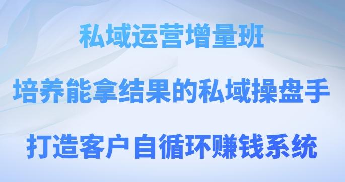 私域运营增量班，培养能拿结果的私域操盘手，打造客户自循环赚钱系统-鼎誉项目网