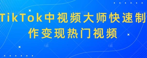 TikTok中视频大师快速制作变现热门视频-鼎誉项目网