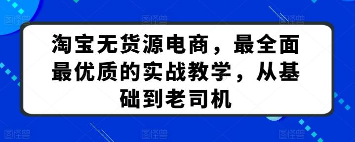 淘宝无货源电商，最全面最优质的实战教学，从基础到老司机-鼎誉项目网