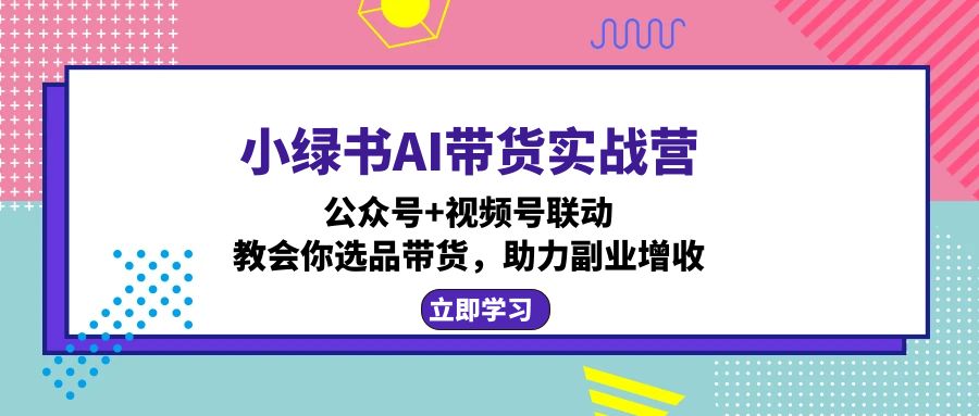 小绿书AI带货实战营：公众号+视频号联动，教会你选品带货，助力副业增收-鼎誉项目网