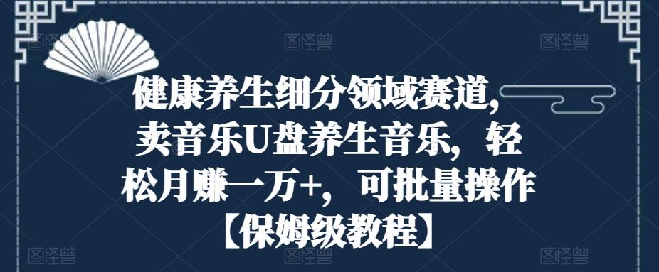 健康养生细分领域赛道，卖音乐U盘养生音乐，轻松月赚一万+，可批量操作【保姆级教程】-鼎誉项目网