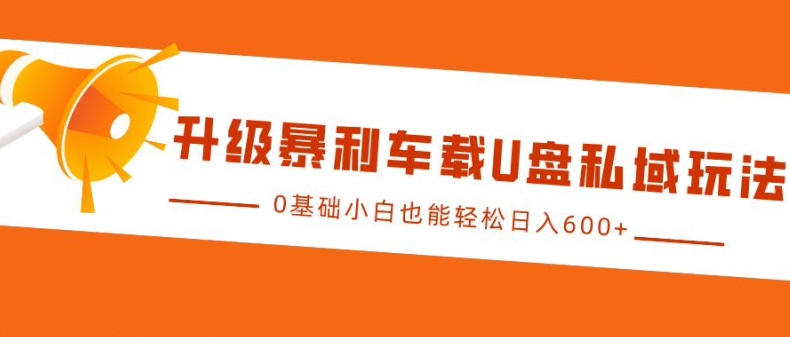升级暴利车载U盘私域玩法，0基础小白也能轻松日入多张【揭秘】-鼎誉项目网
