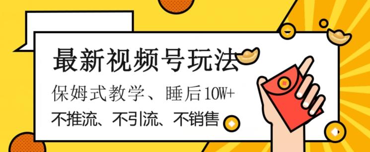最新视频号玩法，不销售、不引流、不推广，躺着月入1W+，保姆式教学，小白轻松上手【揭秘】-鼎誉项目网