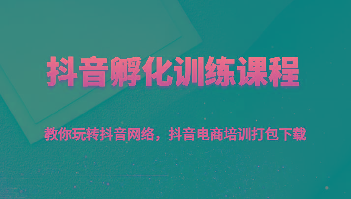 抖音孵化训练课程-教你玩转抖音网络，抖音电商培训打包下载-鼎誉项目网