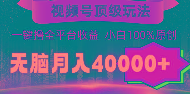 (9281期)视频号顶级玩法，无脑月入40000+，一键撸全平台收益，纯小白也能100%原创-鼎誉项目网