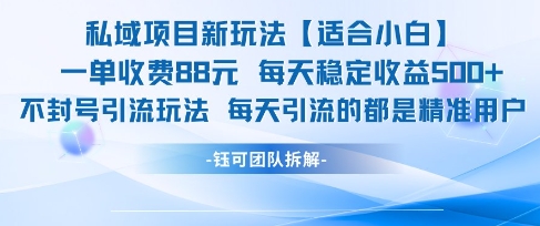 私域项目新玩法【适合小白】 一单收费88.每天稳定收益几张-鼎誉项目网