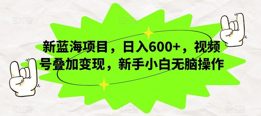 新蓝海项目，日入600+，视频号叠加变现，新手小白无脑操作【揭秘】-鼎誉项目网