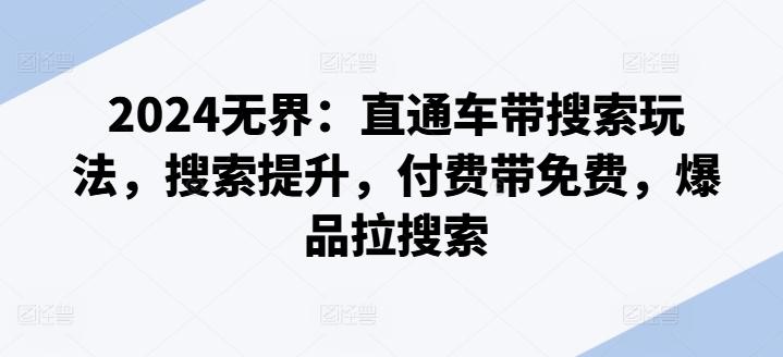 2024无界：直通车带搜索玩法，搜索提升，付费带免费，爆品拉搜索-鼎誉项目网