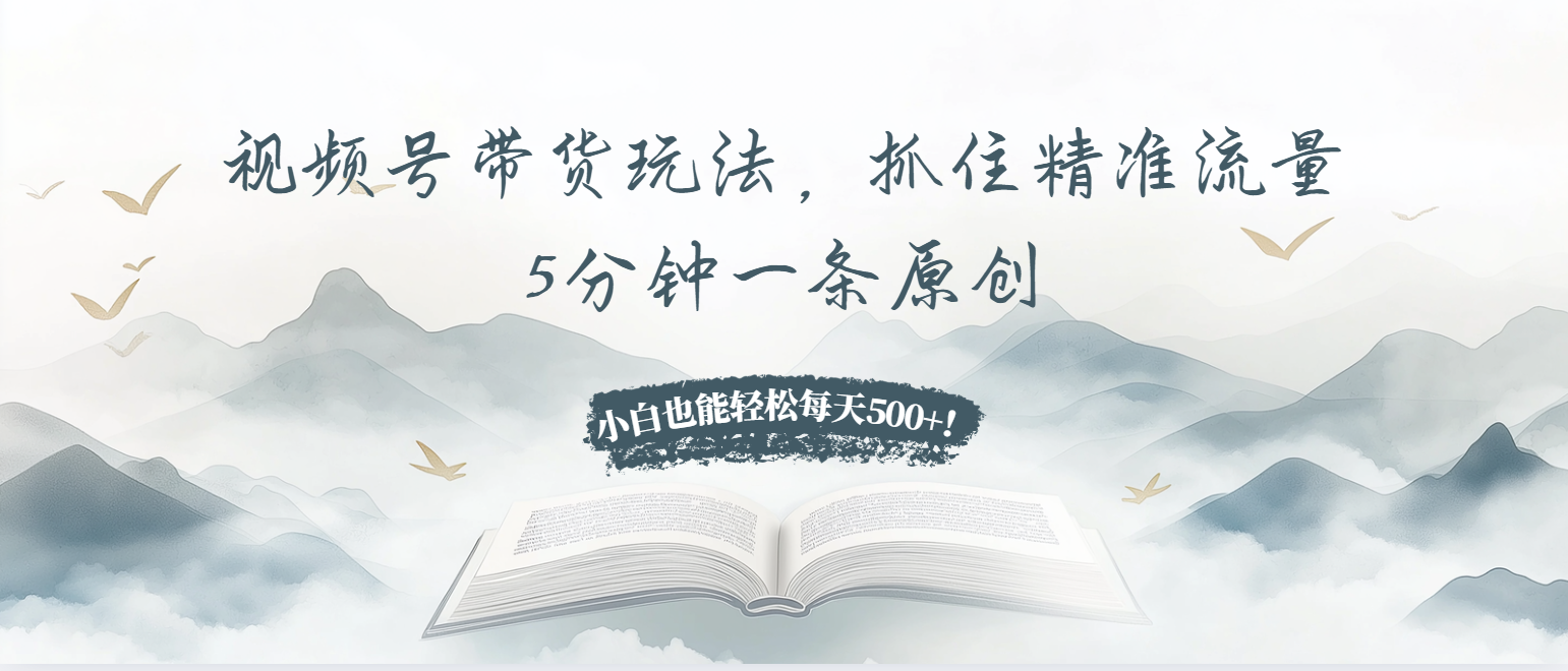 视频号带货玩法，抓住精准流量，5分钟一条原创，小白也能轻松每天500+！-鼎誉项目网