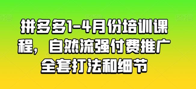 拼多多1-4月份培训课程，自然流强付费推广全套打法和细节-鼎誉项目网