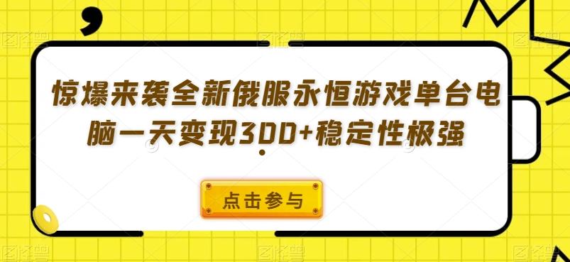 惊爆来袭全新俄服永恒游戏单台电脑一天变现300+稳定性极强-鼎誉项目网