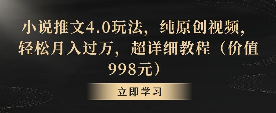 小说推文4.0玩法，纯原创视频，轻松月入过万，超详细教程(价值998元)【揭秘】-鼎誉项目网