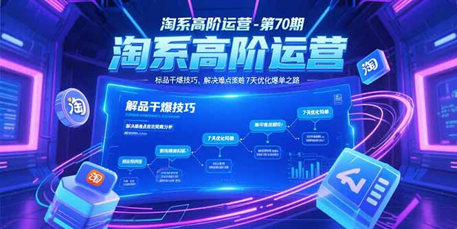 淘系高阶运营-第70期，标品干爆技巧，解决难点策略，大佬操盘方法-鼎誉项目网