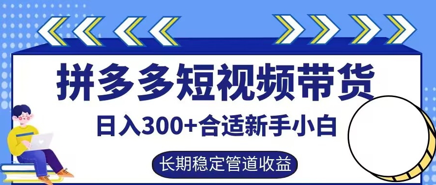 拼多多短视频带货日入300+有长期稳定被动收益，合适新手小白【揭秘】-鼎誉项目网