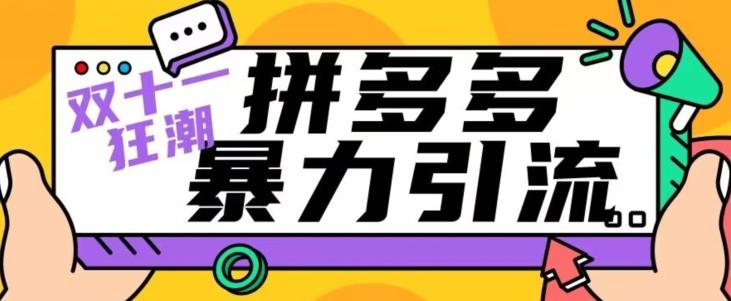 【首发】双十一拼多多暴力引流，日引300+微信-鼎誉项目网