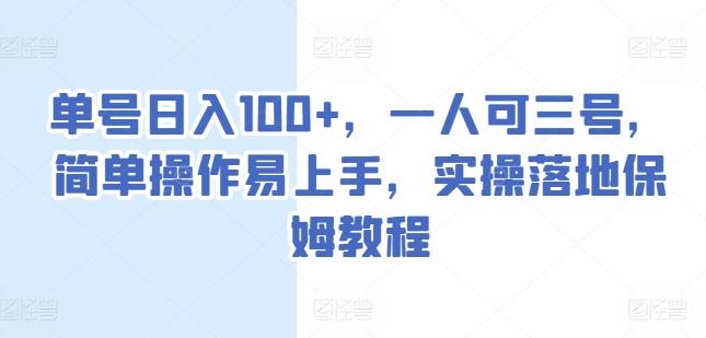 单号日入100+，一人可三号，简单操作易上手，实操落地保姆教程【揭秘】-鼎誉项目网
