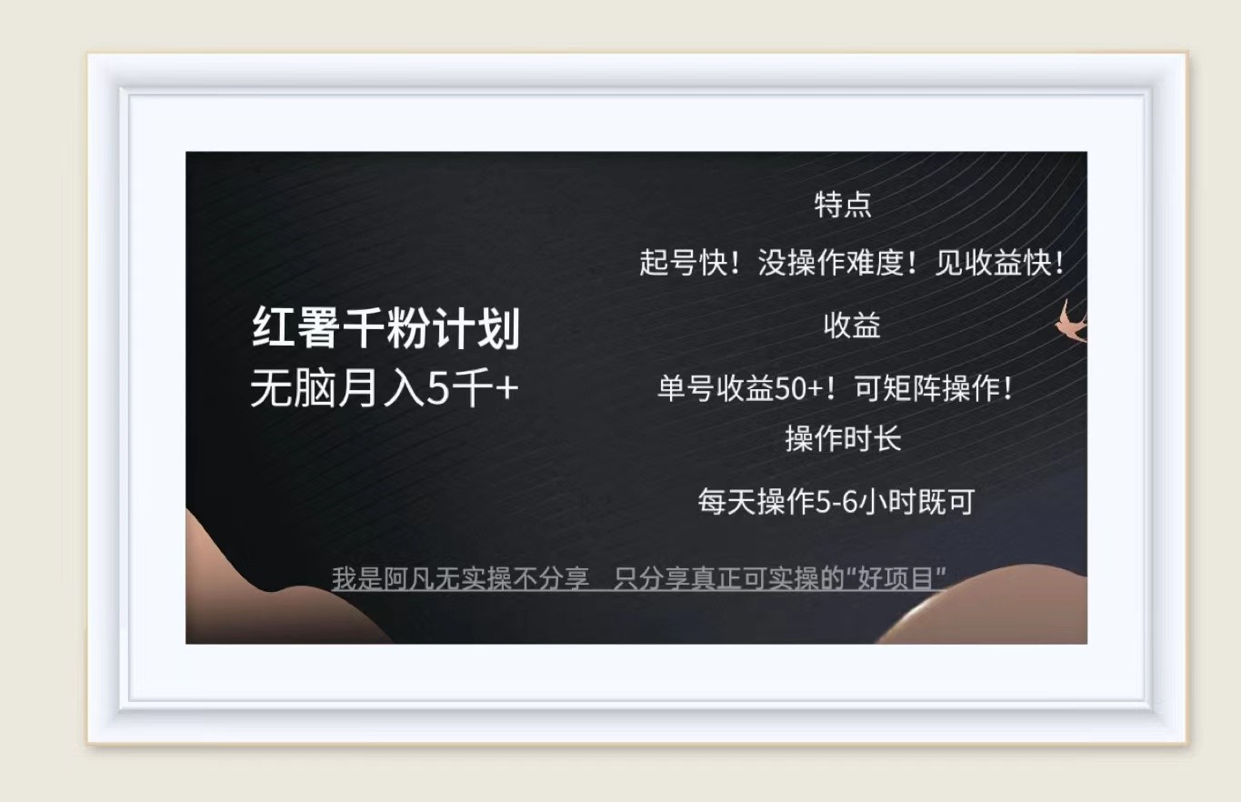红薯千粉计划无脑月入5千+！既做既赚！-鼎誉项目网