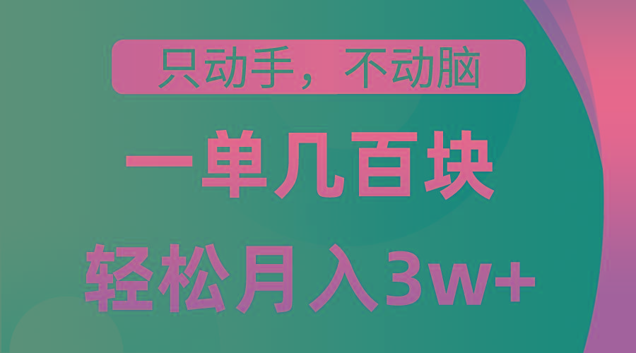 只动手不动脑，一单几百块，轻松月入3w+，看完就能直接操作，详细教程-鼎誉项目网