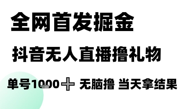 全网首发掘金抖音无人直播撸礼物，单号1k +无脑撸，当天拿结果【揭秘】-鼎誉项目网
