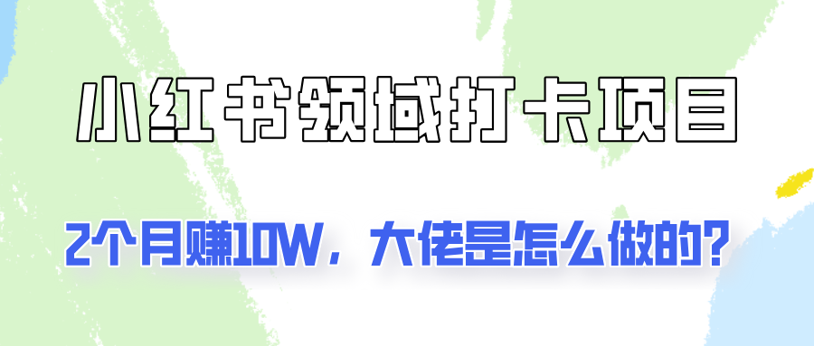 通过小红书领域打卡项目2个月赚10W,大佬是怎么做的?-鼎誉项目网