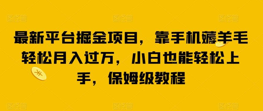最新平台掘金项目，靠手机薅羊毛轻松月入过万，小白也能轻松上手，保姆级教程【揭秘】-鼎誉项目网