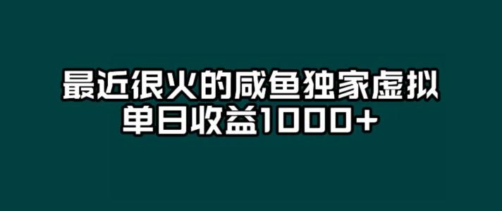 最近很火的咸鱼独家虚拟，单日收益1000+-鼎誉项目网