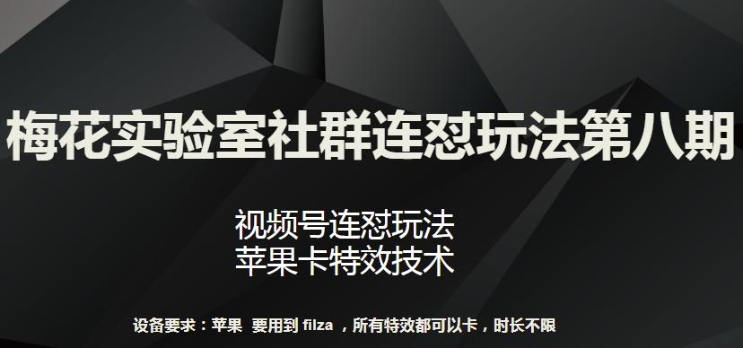 梅花实验室社群连怼玩法第八期，视频号连怼玩法 苹果卡特效技术【揭秘】-鼎誉项目网