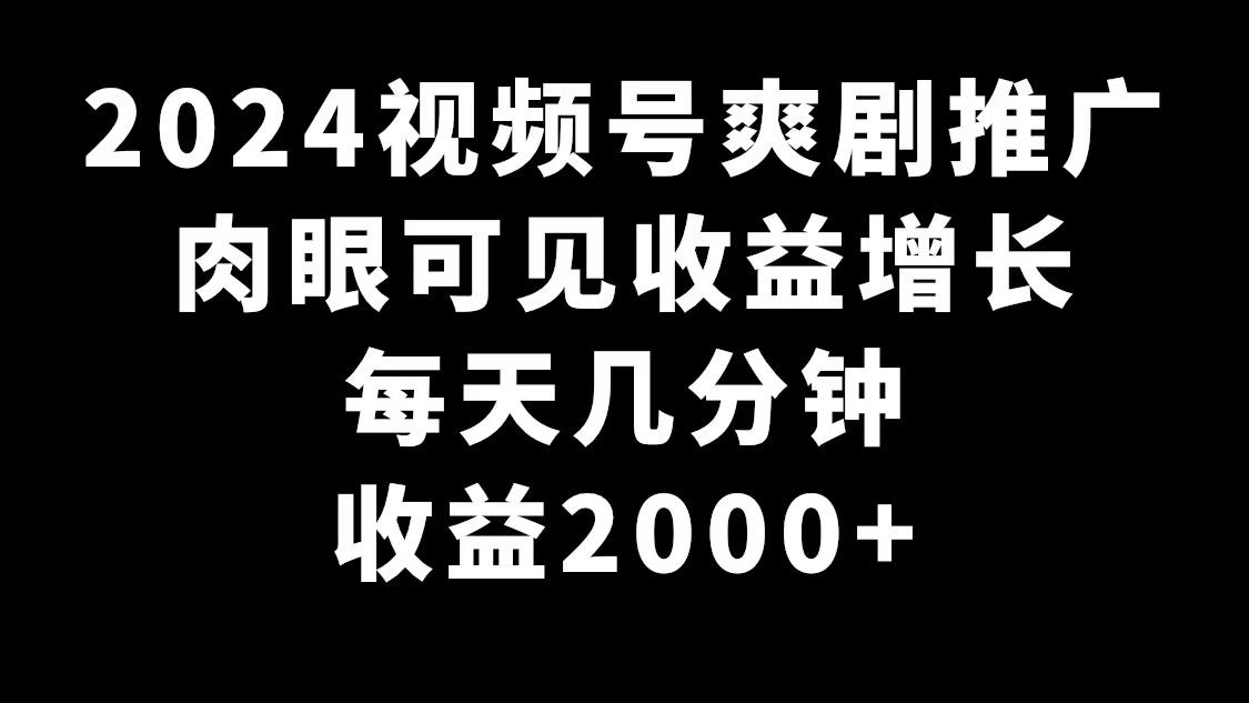 2024视频号爽剧推广，肉眼可见的收益增长，每天几分钟收益2000+-鼎誉项目网