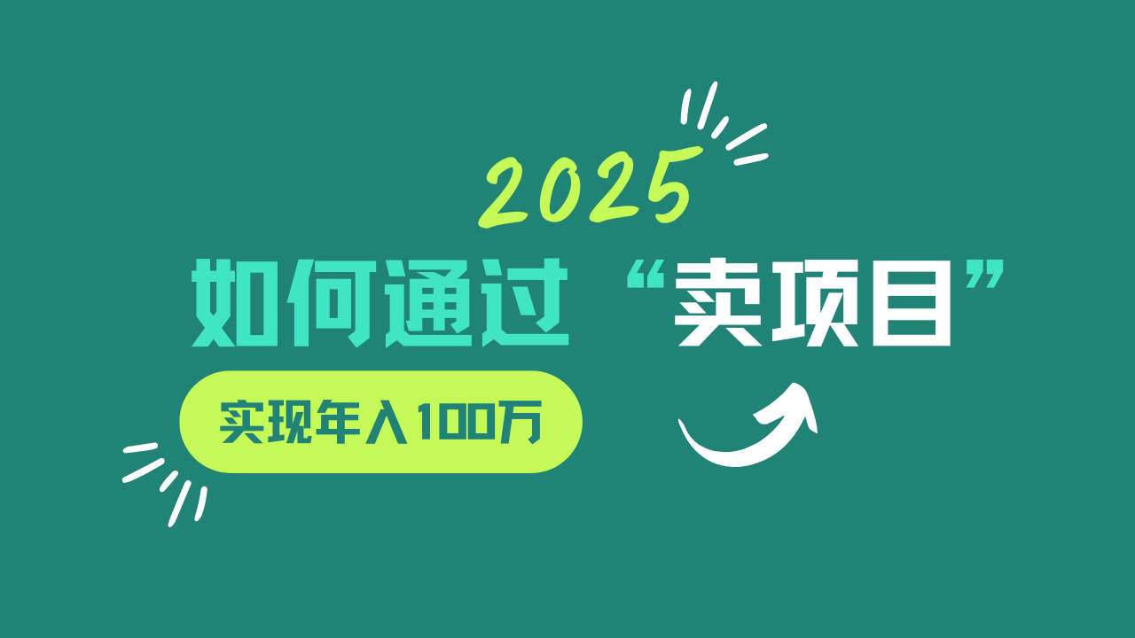 2025年如何通过“卖项目”实现年入100w-鼎誉项目网