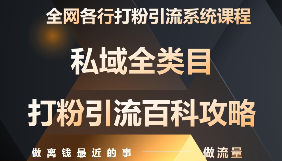 月入9万：全网唯一私域打粉引流神课，零基础手把手带你引流变现-鼎誉项目网