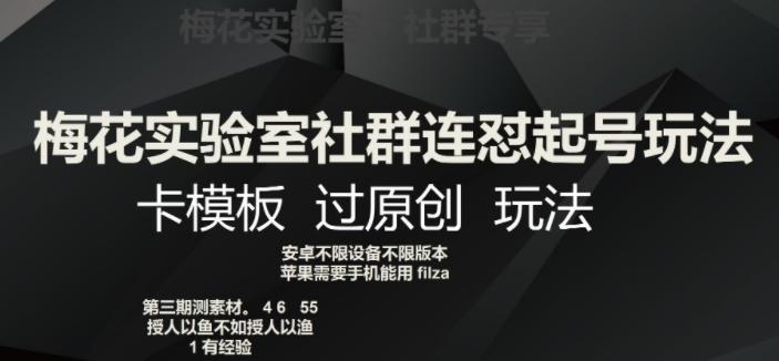 梅花实验室社群连怼起号玩法，卡模板过原创玩法【揭秘】-鼎誉项目网