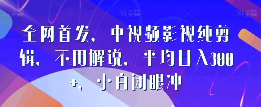 全网首发，中视频影视纯剪辑，不用解说，平均日入300+，小白闭眼冲-鼎誉项目网