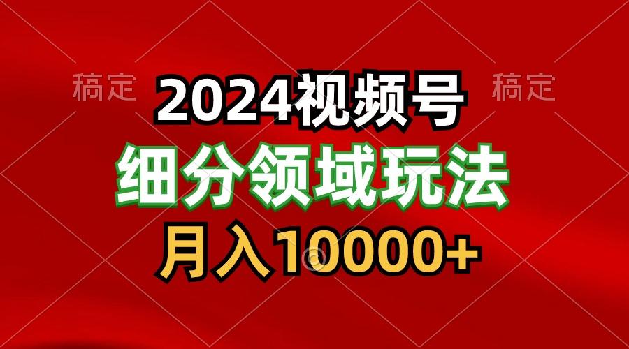 2024视频号分成计划细分领域玩法，每天5分钟，月入1W+-鼎誉项目网