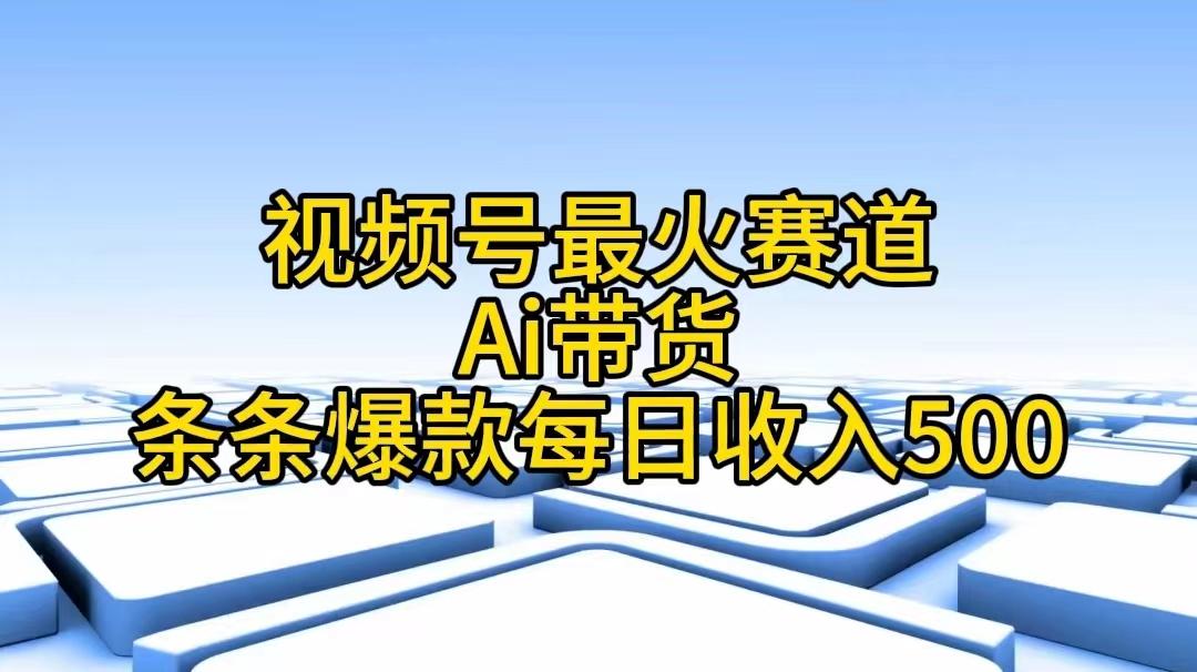 视频号最火赛道——Ai带货条条爆款每日收入500-鼎誉项目网