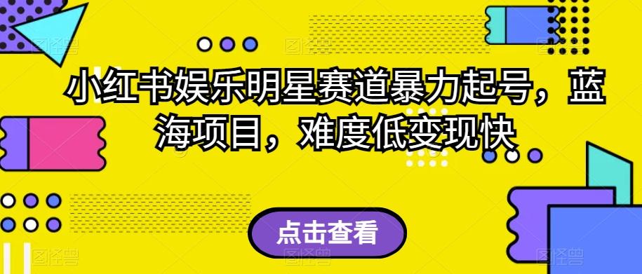 小红书娱乐明星赛道暴力起号，蓝海项目，难度低变现快【揭秘】-鼎誉项目网