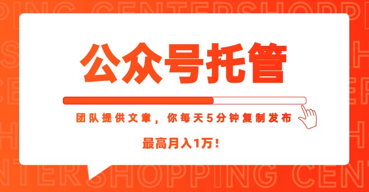 【公众号托管 】我提供文章，你每天５分钟复制发布，最高月入1W-鼎誉项目网
