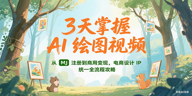3天掌握AI绘图视频,从MJ 注册到商用变现,电商设计IP统一全流程攻略-鼎誉项目网